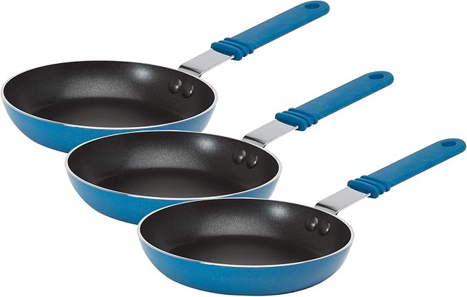 Ecolution Kitchen Extras 5-1/2-Inch Fry Pan, Mini, Blue (Pack of 3)