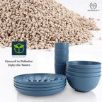 Wheat Straw Dinnerware Sets, Homienly 20pcs Unbreakable Microwave Dishwasher Safe Tableware Lightweight Bowls, Cups, Plates Set Reusable Dinner Plates Bowls set (Blue)