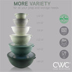 COOK WITH COLOR Mixing Bowls with Lids - 12 Piece Plastic Nesting Bowls Set includes 6 Prep Bowls and 6 Lids, Microwave Safe Mixing Bowl Set, Sage Rhombus