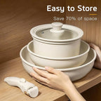 GiPP Ceramic Pots and Pans Set Non Stick, Nonstick Detachable Handle Cookware Sets, Healthy Non Toxic PFAS PFOA & PTFE Free, Dishwasher ＆Oven Safe, Induction Kitchen Pot and Pan