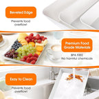 SpaceWhisper 3 Pack Serving Tray, Serving Platters for Snacks, Fruit, Cookies, Dessert, Large Reusable Rectangular Party Platters, 3 Size Set Large 16 * 11",Medium 14 * 9",Small 12 * 7"
