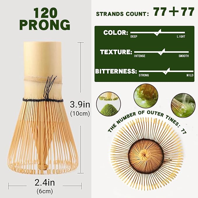Clay&Fire Matcha Whisk, 2 Pack Handcrafted Bamboo Whisk for Matcha Powder, Traditional Japanese Chasen for Matcha Stirrer, 100% Natural Matcha Wisk