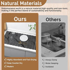 Extra Large Stone Dish Drying Mat for Kitchen Counter, Quick Dry Stone Dishes Mats, Foldable Water Absorbing Diatomaceous Drying Pad for Countertop Bottles Utensils Cups Bathroom(Dark Gray 32"×16"）