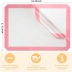 2-Pack Silicone Baking Mats – Non-Stick Reusable BPA-Free Oven Liners, 100% Food-Grade Silicone, Fit Half Sheet Pans (16.54" x 11.62") for Cookies, Pastry & More, White with Pink Edge