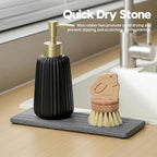 Razborci 2PCS Diatomite Quick Stone Drying Tray Mat For Bathroom & Kitchen Counter, Instant Dry Water Absorbent Drink Bar Coaster,Vanity Sink Caddy Organizer,Dish Soap Sponge Holder, Dark Gray,9"x3.5"