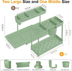 3 Pack Multi-Purpose Under Sink Organizers and Storage, 2026 L-Shaped Pull Out Cabinet Organizer for Bathroom & Kitchen, Under Cabinet Organizer with Hooks Hanging Cup (Green, 12.85 inch)