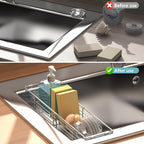 Sink Caddy Sponge Holder Kitchen Sink Organizer, Telescopic sink organizer rack for kitchen Expandable 13.4" to 17.1", Stainless Steel