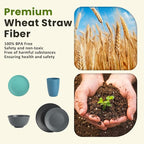 Homienly 40 PCS Premium Wheat Straw Dinnerware Sets, Reusable Unbreakable Plates and Bowls Set, Cups Sets, Service for 8, Microwave and Dishwasher Safe Dishes Set for Party, Outdoor (Nightscape)