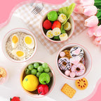 Maxdot 4 Pcs Pink Bow Ceramic Bowls Set 10oz Coquette Cute Soup Bowl Preppy Dessert Pudding Fruit Salad Decorations for Kitchen Decoration Pink White Bowl