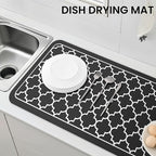 WISELIFE Dish Drying Mat Super Absorbent Drying Mat Large Dish Drying Mats for Kitchen Counter Easy Clean Dish Mat Kitchen Drying Mat18"x 36" Stylish Black