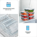 KOMUEE 10 Pack Glass Food Storage Containers, Meal Prep Containers with Lids, Airtight Glass Lunch Boxes, Freezer, Oven, and Microwave Safe