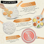 Pancake Maker Egg Frying Pan Suitable for All Stovetops & Induction Cooker, 10.5 Inch Animal Pancake Pan, 7 Molds Pancake Maker with PFOA Free Coating-Beige