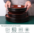 LERATIO Pasta Bowls,Ceramic 38oz Pasta Bowls,9.0" Reactive Glaze Pasta Bowl Set of 6,Microwave & Dishwasher,Oven Safe,Large Wide Serving Bowls for Salad, Dessert,Pizza,Fruit -Red