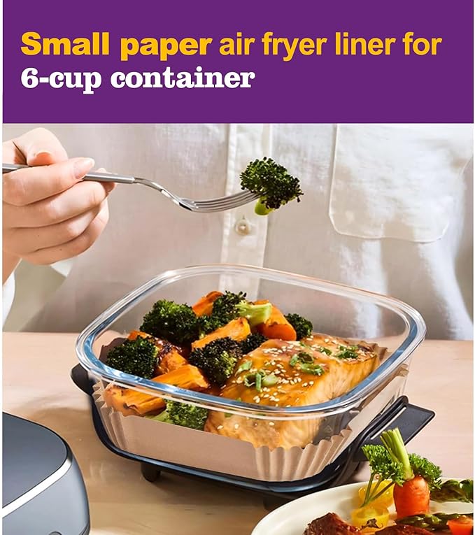 Air Fryer Liners Disposable for Ninja Crispi, 260 PCS Ninja Crispi Air Fryer Accessories for Ninja Crispy Glass Container, Ninja Crispi Accessories for 4 QT & 6 Cup Ninja Crispy Air Fryer