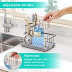 HapiRm Sink Caddy Sponge Holder - Kitchen Sink Organizer with Instant Drying Stone and Brush Holder, Stainless Steel Sponge Caddy for Kitchen Countertop - Brushed Nickel