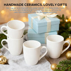 6 Pack Ceramic Coffee Mugs Set, 12 OZ Porcelain Coffee Cups with Handle, Hot Tea, Americano, Mocha, Milk, Latte, Snow, Dishwasher and Microwave Safe, Set of 6 White