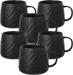 Ceramic Rock-Textured Coffee Mugs Gift Set, 17 oz Mug Set of 6, Large Capacity Coffee Cup Set Tea Cup tazas para café Big Stoneware Mug for Latte, Hot Chocolate, Cocoa, Cappuccino