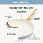 GreenPan Hard Anodized Healthy Ceramic Nonstick 8" 10" & 12" 3 Piece Frying Pan Skillet Set, Gold Handle, PFAS-Free, Dishwasher Safe, Oven Safe, Sky Blue