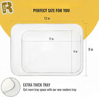 3 Pack Silver Plastic Serving Trays for Party - Silver Rim Serving Tray 8 x 11 Inch - Heavy Duty Dessert Trays for Food - Rectangular Party Serving Trays for Entertaining