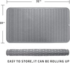 MicoYang Silicone Dish Drying Mat for Multiple Usage,Easy clean,Eco-friendly,Heat-resistant Silicone Mat for Kitchen Counter or Sink,Refrigerator or Drawer Liner Grey 4XL 32 inches x 18 inches