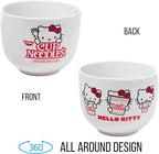 Silver Buffalo Sanrio Hello Kitty Cup Noodles Nissin Ceramic Ramen Noodle Rice Bowl with Chopsticks, Microwave Safe, 20 Ounces