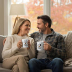 Valentine's Day Mug Gift, Ceramic Mugs Set, Porcelain Coffee Cups with Hot Chocolate Powder & English Breakfast Tea Set as Wedding & Engagement Gift for Women&Men