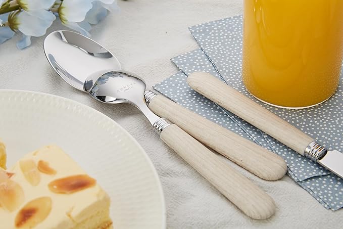ANNOVA Silverware Set Stainless Steel Colorful Tableware Kitchen Flatware Set Utensils, Includes Dinner Knives, Forks, Spoons, Salad Forks & Dessert Spoons (Wood, 20 Pieces)