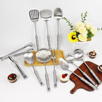304 Stainless Steel Kitchen Utensils Set, 11PCS Metal Cooking Utensil Sets, Stainless Steel Cooking Utensils Set Include Meat Fork, Tongs, Turner, Soup Ladle, Dishwasher Safe