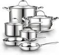 Cooks Standard 10 Piece Stainless Steel Cookware Set — Induction Cookware, Non Toxic Pots Pans Set, Professional Stainless Steel Pot Pan Set, Heavy Duty Pot Set, Multi-Ply Full Clad Stay-Cool Handles