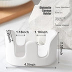 2 Pack Double Sponge Holder, Diatomite Stone Absorbent Sponge Stand for Kitchen Sink - Quick Dry Organizer for Kitchen Countertop, White