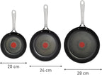T-Fal Jamie Oliver Cooks Direct, Stainless Steel Non-stick Frying Pan 3 Pcs Set (20/24/28cm) (8/9/11 Inches) with Induction