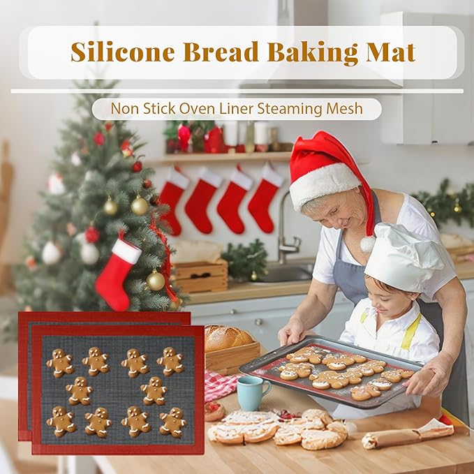 Professional Silicone Bread Baking Mat Non Stick Oven Liner Perforated Steaming Mesh For Half Sheet Size(11-4/5" x 15-3/4")