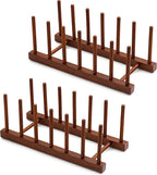 HBlife 2pcs 6 Slots Teak Dish Plate Bowl Cup Book Pot Lid Cutting Board Drying Rack Stand Drainer Storage Holder Organizer Kitchen Cabinet（Keep Dry）