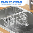 Sponge Holder for Double Kitchen Sink, 3-in-1 Sink Caddy, Brush, Dish Towel, Sponge Sink Organizer Liquid Drainer Rack - SUS304 Stainless Steel