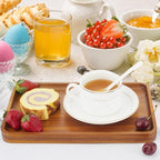 1 pcs 15"x 10" Solid Acacia Wood Serving Tray Rectangular Wooden Serving Platter Natural Wooden Board for Bar Coffee Party