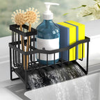 Fssvcd Maifan Sink Caddy Sponge Holder for Kitchen with Brush Holder and Stainless Steel Self Drain Tray, Rustproof Kitchen Sink Organizer for Sponge, Soap Dispenser Storage Accessories
