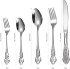 Retro Royal Silverware Silver Flatware Set for 4 Stainless Stainless Forks Spoons Knives 20 Pieces Retro Kitchen Utensils Restaurant Home and Festival Parties Durable