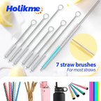 Holikme Bottle Brush Tube Cleaning Lab Set with Long Handle, Cup Cleaner for Washing Narrow Neck Beer Wine Decanter Pipes Lids Sinks Cap Covers, Pink