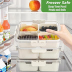 4 Compartment Snack Box Container Tray, Divided Serving Tray with Lid, Mini Small Snackle Box, Portable Charcuterie Container for Party, Picnic, Travel, Food Platter for Snack, Fruits, Veggies