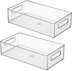 iDesign Stackable Fridge Bin - Storage Bin for Freezer or Pantry, Set of 2, Clear, Made in USA