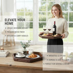 Hexagon Serving Trays & Platters, 11.8" Charcuterie Platter, Cafeteria Trays, Hexagon Wooden Ottoman Tray, Food Serving Boards Table Plates for Family Dinner Eating Parties