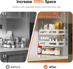 4 Pack Strong Magnetic Spice Rack for Refrigerator, Multipurpose Magnetic Shelf for Fridge with 4 Hooks for kitchen and Bathroom Organization, White