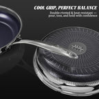 10" Hybrid Ceramic Nonstick Frying Pan, 3-Ply Stainless Steel Skillet, 2-Layer Coating, PFAS & PTFE Free, 9H Hardness & Corrosion Resistance, Dishwasher Safe, Induction Compatible-Blue