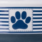 Bone Dry Paw & Patch Ceramic Pet Collection, Small Set, 4.25x2", Nautical Blue, 2 Piece
