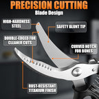 Poultry Shears Heavy Duty – Stainless Steel Chicken Shears with Spring Loaded Design, Non-Slip Serrated Edge & Safety Lock, Dishwasher Safe – Bone Cutting Scissors for Turkey, Poultry & Spatchcock
