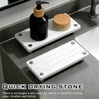 2PCS Instant Dry Sink Caddy for Bathroom Counter, Durable Kitchen Sink Organizer, Diatomite Stone Drying Tray, Upgrade Water Absorbing Stone Tray for Sink, Anti-Slip Stone Soap Tray -White