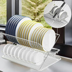 Stainless Steel Dish Drying Rack,Collapsible Dish Racks 2 Tier Foldable Dish Drainers for Large Capacity Wire Expandable