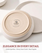 famiware Milkyway Pasta Bowls Set of 8, 33 oz Large Salad Bowls, Double Reactive Glaze, Sturdy & Stackable, Ideal for Housewarming, Festivals, Matte White