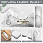 Large Stone Dish Drying Mat for Kitchen Counter, 2 PCS Quick Dry Stone Mats, Foldable Water Absorbing Diatomaceous Earth Drying Dishes Pad for Countertop Bottle Utensil Cup(Black White 24"×16"&8"x4")