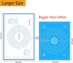 Silicone Baking Mat，Non Stick Rolling Dough with Measurements for Pie Pizza Cookies Fondant Making，Extra Thick Non Slip Silicone Pastry Mat (Blue, XL-20"×28")